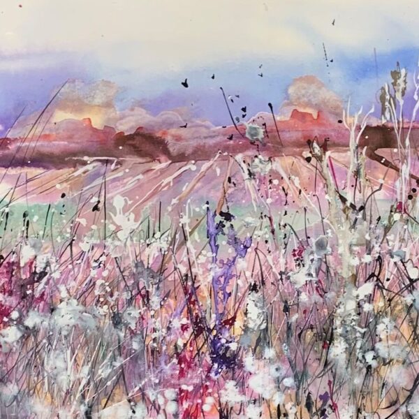 Ploughed Field and summer flowers